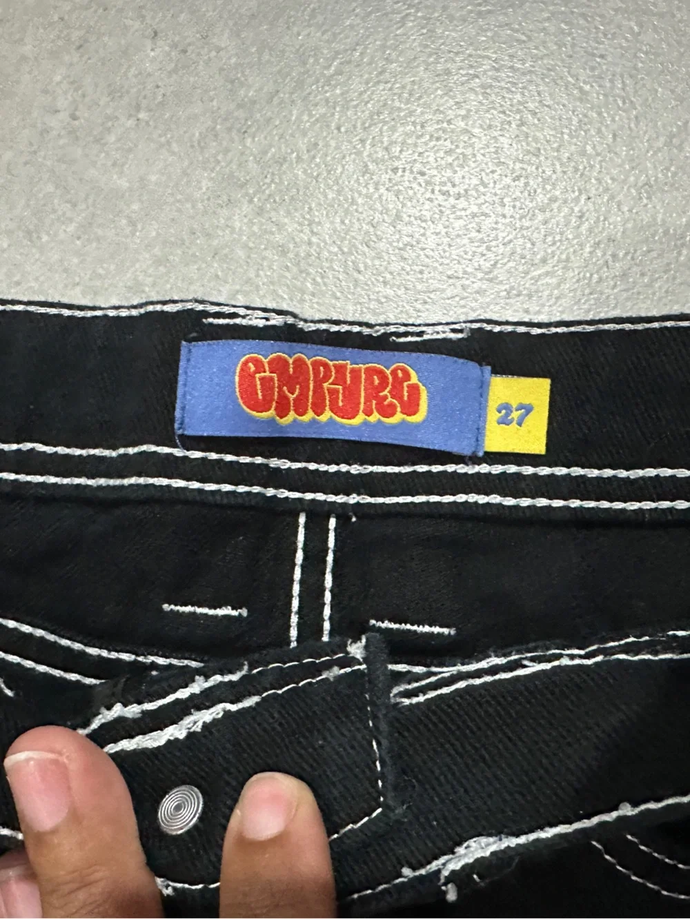 Empyre Black Straight Men's Jeans with White Contrast Stitching